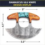 Alaskan Ulu Knife with Sheath - 5.5" Damascus Steel
