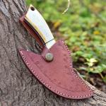 Damascus Steel Alaska Ulu Knife with Sheath