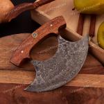 Damascus Steel Ulu Kitchen Chef Knife with Sheath