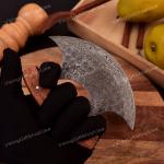 Damascus Steel Ulu Kitchen Chef Knife with Sheath