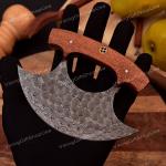 Damascus Steel Ulu Kitchen Chef Knife with Sheath