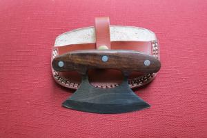 Damascus Steel Ulu Knife with Walnut Handle