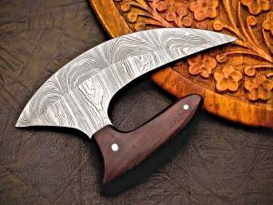 Custom Hand Forged Damascus Steel Ulu Knife