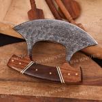 Damascus Steel Ulu Knife with Sheath