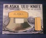 Alaska ULU Knife with Bear Engraving and Stand