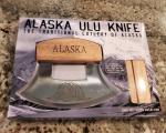 Engraved Bear Ulu Knife with Wooden Stand