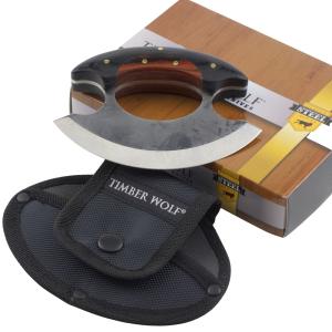 Timber Wolf Ulu Knife with Wood Handle