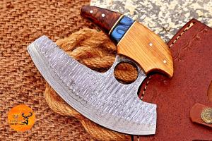 Personalized Handmade Damascus Steel Ulu Chef Knife