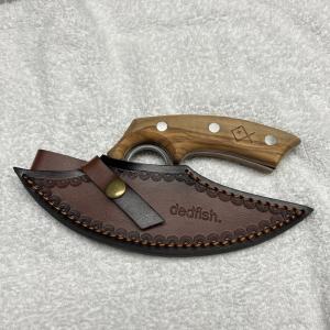 Dedfish Stainless Steel Ulu Knife with Leather Sheath