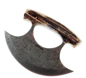 Raindrop Damascus Ulu Fixed Blade Knife
