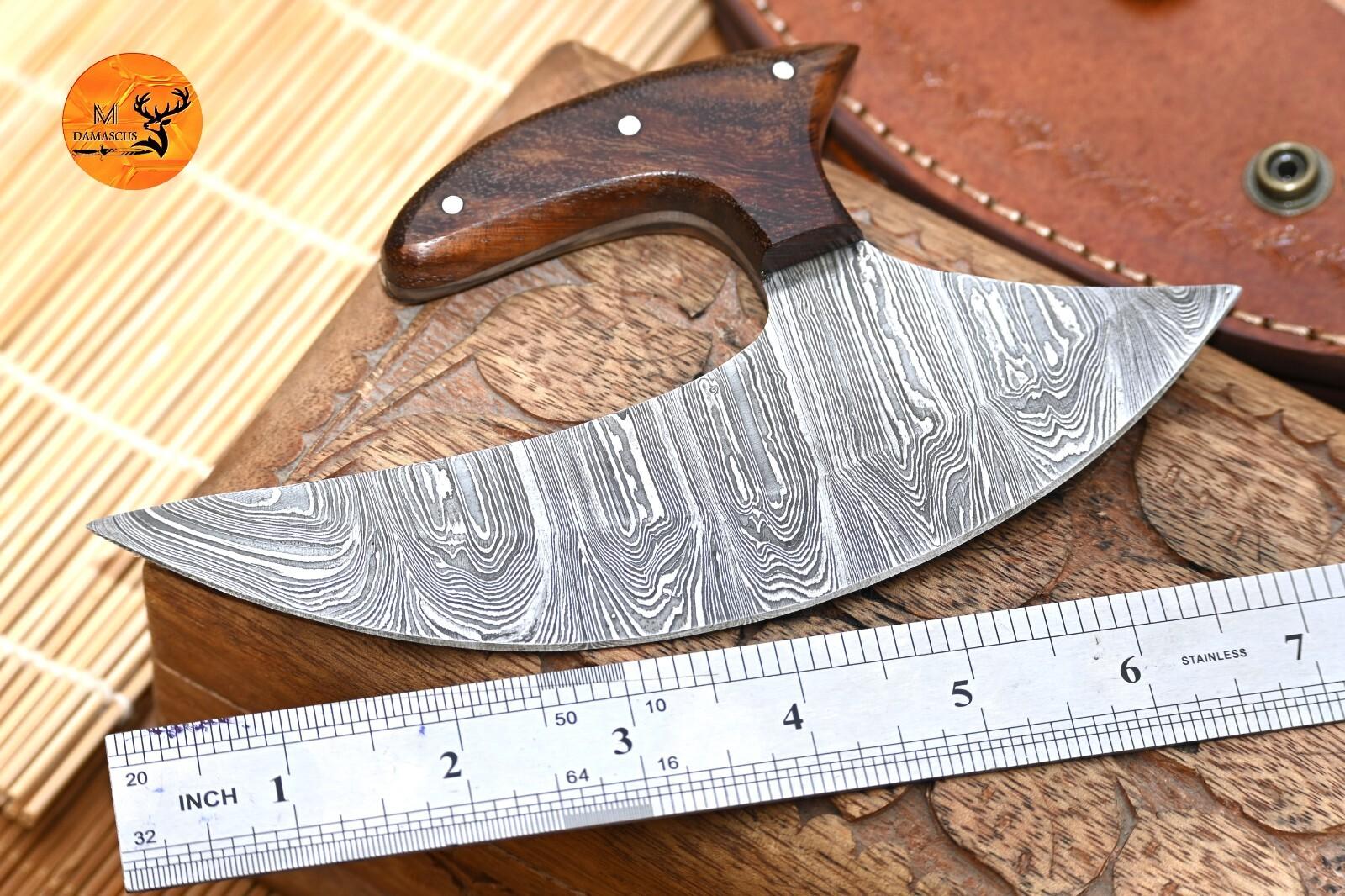 Personalized Handmade Damascus Steel Ulu Chef Knife