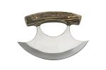 Stag Handle Alaskan Ulu Knife with Leather Sheath