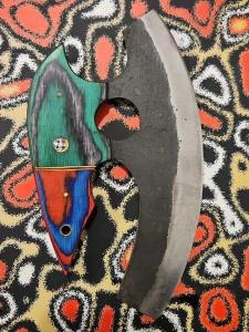 Carbon Steel Ulu Knife with Sheath