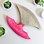 Damascus Steel ULU Knife with Wood Handle