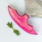 Damascus Steel ULU Knife with Wood Handle