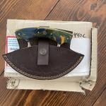 Marbled Handle Ulu Knife with Leather Sheath