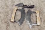 Handmade Damascus Steel Ulu Knife Set, 3 Pieces