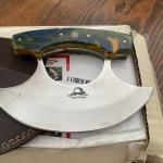 Marbled Handle Ulu Knife with Leather Sheath