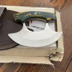 Marbled Handle Ulu Knife with Leather Sheath