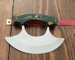 Marbled Handle Ulu Knife with Leather Sheath