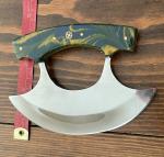 Marbled Handle Ulu Knife with Leather Sheath