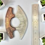 Damascus Steel ULU Knife with Wood Handle