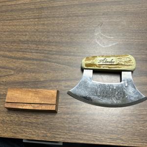 Alaska Ulu Knife with Bone and Wood Handle