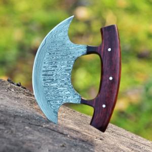 Personalized Handmade Damascus Steel Ulu Knife