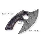 Black Wood Damascus Steel Ulu Knife for Pizzas