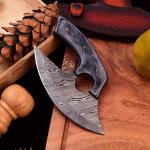 Black Wood Damascus Steel Ulu Knife for Pizzas