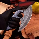 Black Wood Damascus Steel Ulu Knife for Pizzas