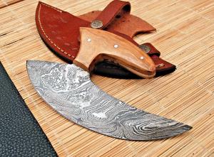 Custom Handmade Damascus Steel Alaskan Ulu Knife