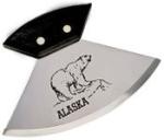 6" Walnut Ulu Knife with Polar Bear Design