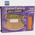 Alaskan Ulu Knife with Etched Wooden Handle