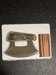 Alaskan Ulu Knife with Etched Wooden Handle