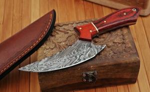 Damascus Ulu Fixed Blade Knife for Versatile Cutting