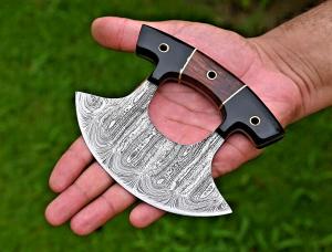 Custom Forged Damascus Steel ULU Chef Knife