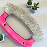 Damascus Steel ULU Knife with Wood Handle