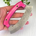 Damascus Steel ULU Knife with Wood Handle