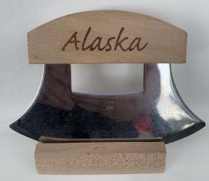 Vintage Alaska Eskimo Engraved Ulu Knife Display