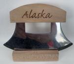 Vintage Alaska Eskimo Engraved Ulu Knife Display