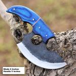 Alaskan Ulu Pizza Cutter with Blue Wood Sheath