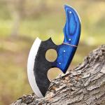 Alaskan Ulu Pizza Cutter with Blue Wood Sheath