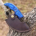 Alaskan Ulu Pizza Cutter with Blue Wood Sheath