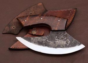 Hand-Forged Carbon Steel ULU Knife with Sheath