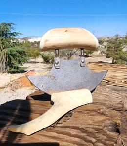 Antler Handle Vintage Ulu Knife with Stand