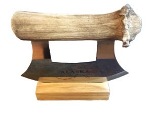 Alaskan Antler Ulu Knife with Stand