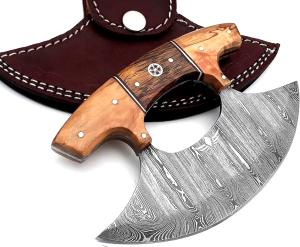 Personalized Hand Forged Damascus Steel Ulu Knife
