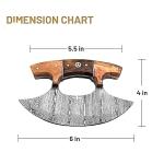 Personalized Hand Forged Damascus Steel Ulu Knife