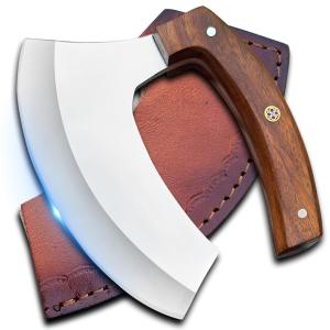 Alaskan Handmade Damascus Steel Ulu Knife with Sheath